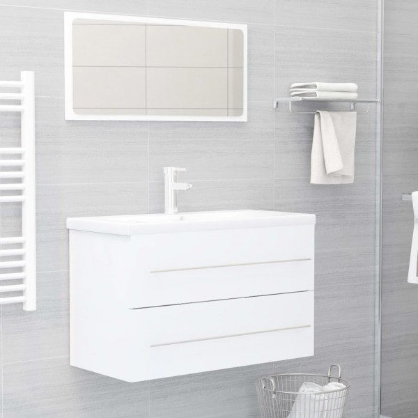 Armario para lavabo madera contrachapada blanco 80x38.5x48 cm M 2