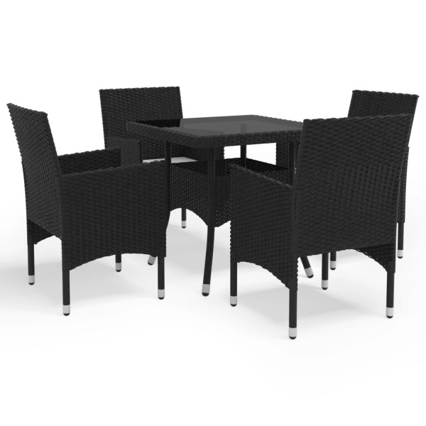 Muebles de jardín 5 piezas ratán sintético y vidrio negro D