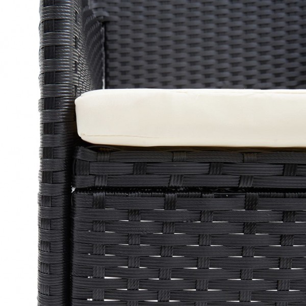 Muebles de jardín 5 piezas ratán sintético y vidrio negro M 3