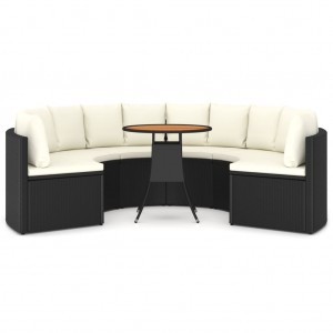 Set de sofás de jardín 7 piezas y cojines ratán sintético negro H