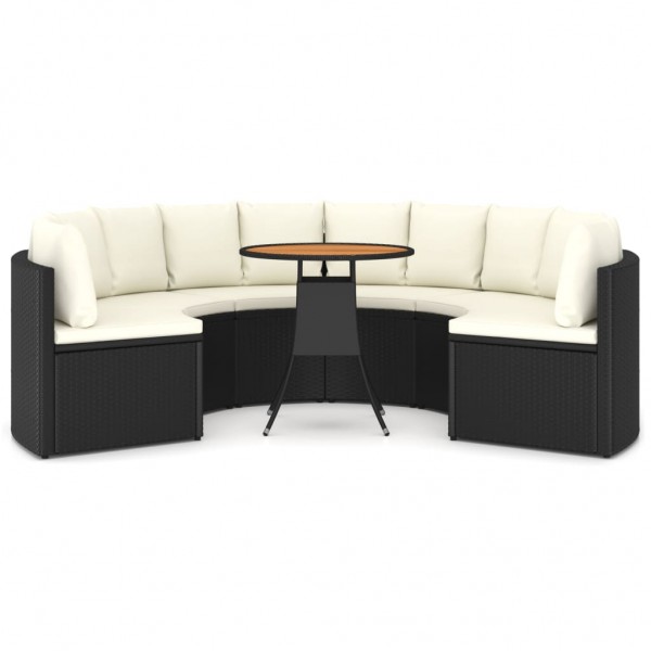 Set de sofás de jardín 7 piezas y cojines ratán sintético negro M 2