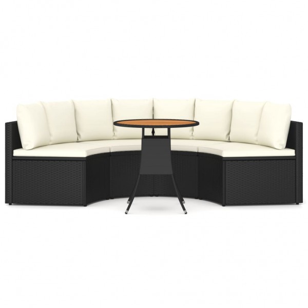 Set de sofás de jardim 5 peças e almofadas ratão sintético preto M 2