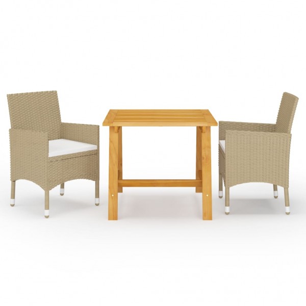 Juego de comedor de jardín de 3 piezas beige D