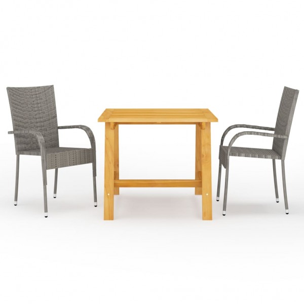 Juego de comedor para jardín 3 piezas gris D