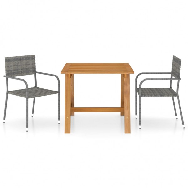 Juego de comedor para jardín 3 piezas gris D