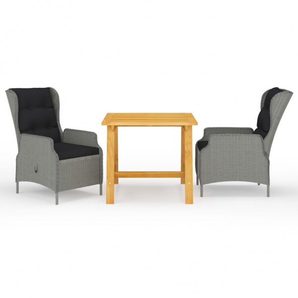 Juego de comedor para jardín 3 piezas gris claro D