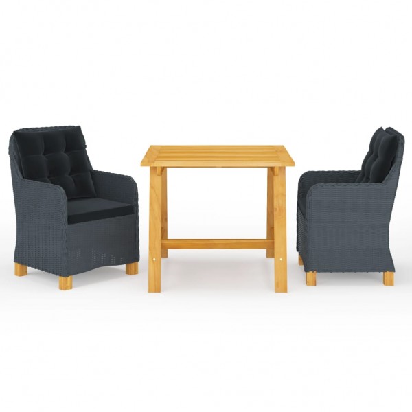 Juego de comedor para jardín 3 piezas gris oscuro D