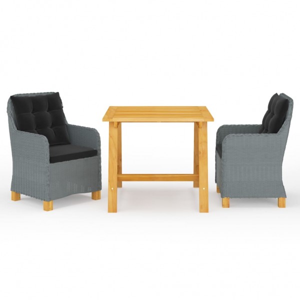 Juego de comedor para jardín 3 piezas gris claro D