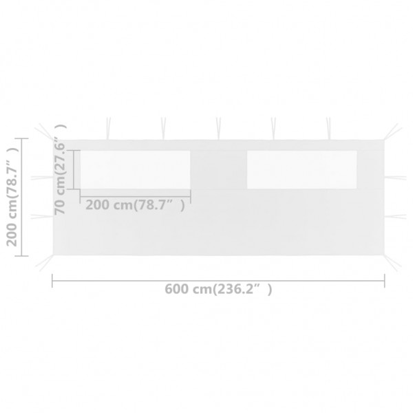 Pared lateral de cenador con ventanas blanco 6x2 m M 4