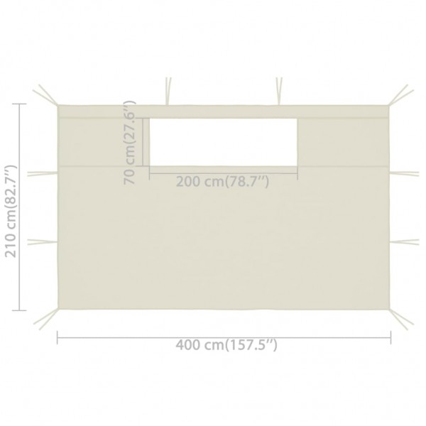 Paredes laterais para gazebo com janelas 2 pcs creme M 5