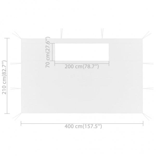 Paredes laterales de cenador con ventanas 2 unidades blanco M 5