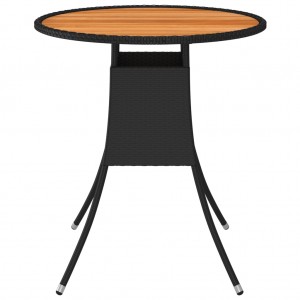 Mesa de jantar p/ jardim Ø 70 cm vime PE e acácia maciça preto H