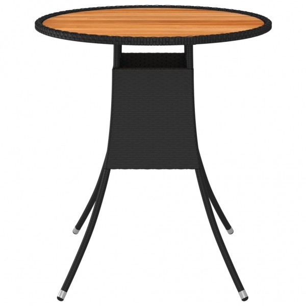 Mesa de jantar p/ jardim Ø 70 cm vime PE e acácia maciça preto M 2