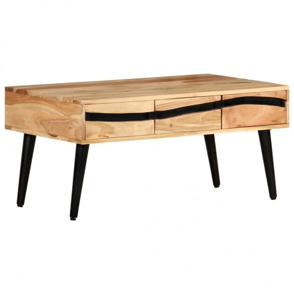 Mesa de centro de madera maciza de acacia 88x50x42 cm D
