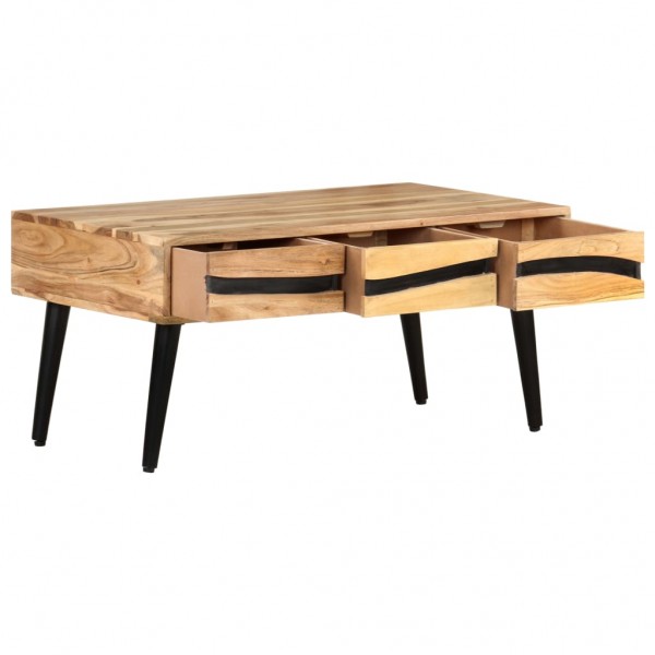 Mesa de centro de madera maciza de acacia 88x50x42 cm M 4