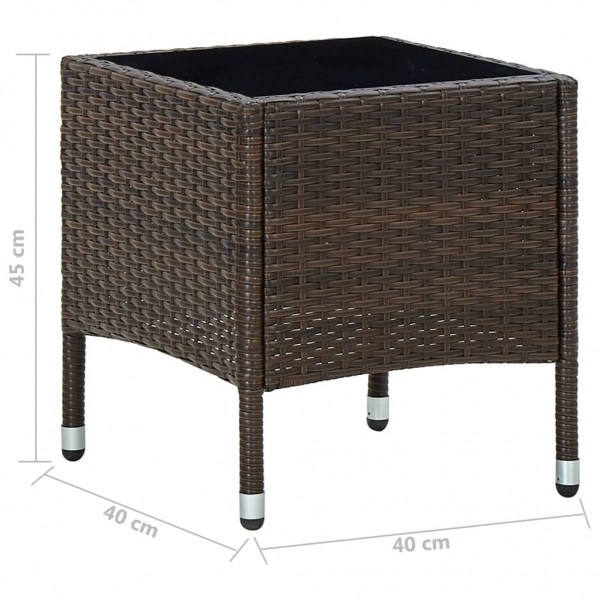 Mesa de jardim 40x40x45 vime PE castanho M 5