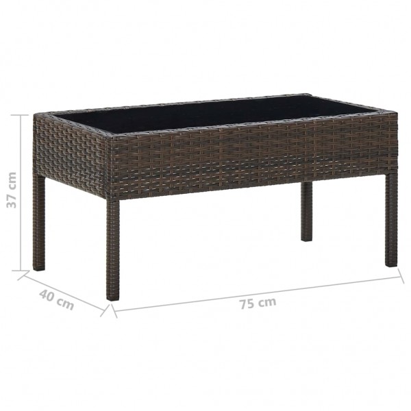 Mesa de jardim 75x40x37 vime PE castanho M 5