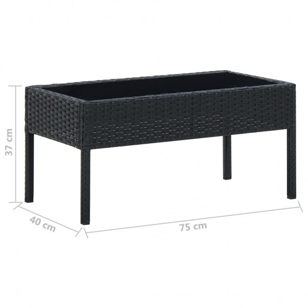 Mesa de jardim 75x40x37 vime PE preto M 5