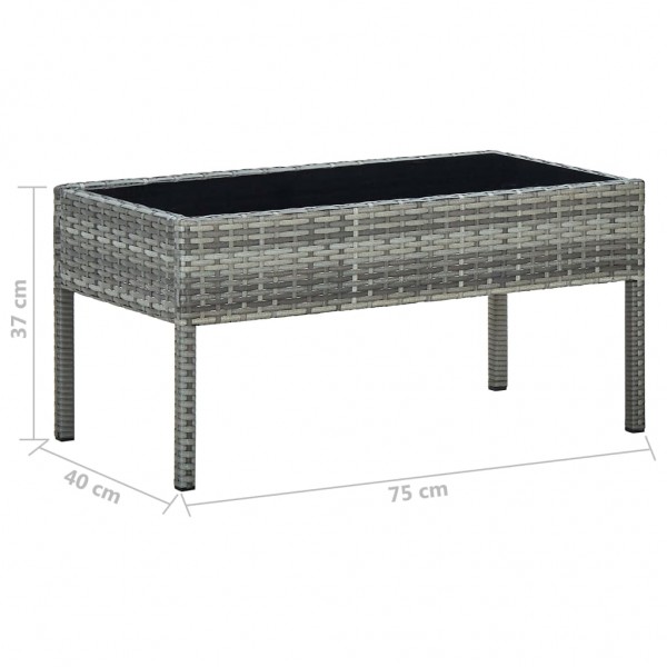 Mesa de jardín ratán sintético gris 75x40x37 cm M 5