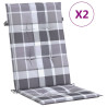 Almofadões cadeiras altas de jardim 2pcs tecido xadrez cinza 1