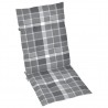 Cojín silla jardín respaldo alto 2 uds cuadros gris 120x50x3 cm 2