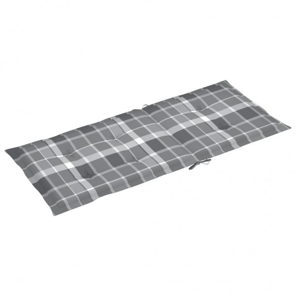 Cojín silla jardín respaldo alto 2 uds cuadros gris 120x50x3 cm M 3