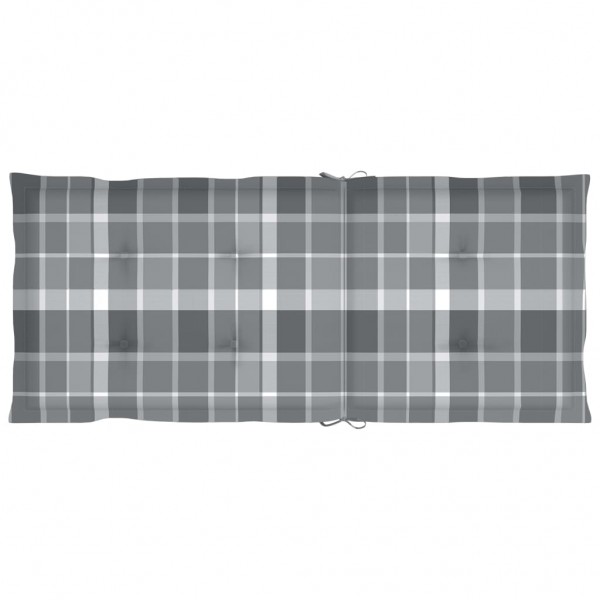 Cojín silla jardín respaldo alto 2 uds cuadros gris 120x50x3 cm M 4