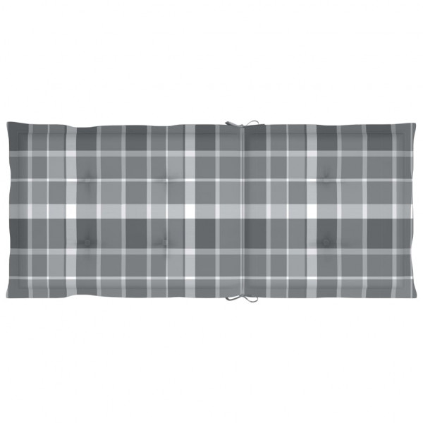 Cojín silla jardín respaldo alto 4 uds cuadros gris 120x50x3 cm M 4