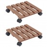 Suportes com rodas para vasos 2 pcs 30x30x7.5 cm WPC castanho 1