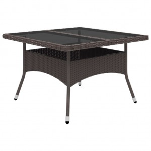 Muebles de jardín 9 piezas ratán sintético y vidrio marrón H