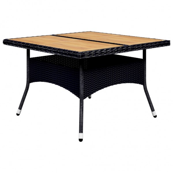 Set de comedor de jardín 9 pzas ratán PE y madera acacia negro M 2