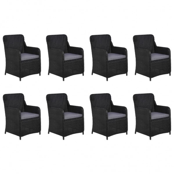 Juego de comedor para jardín 9 piezas ratán sintético negro M 2