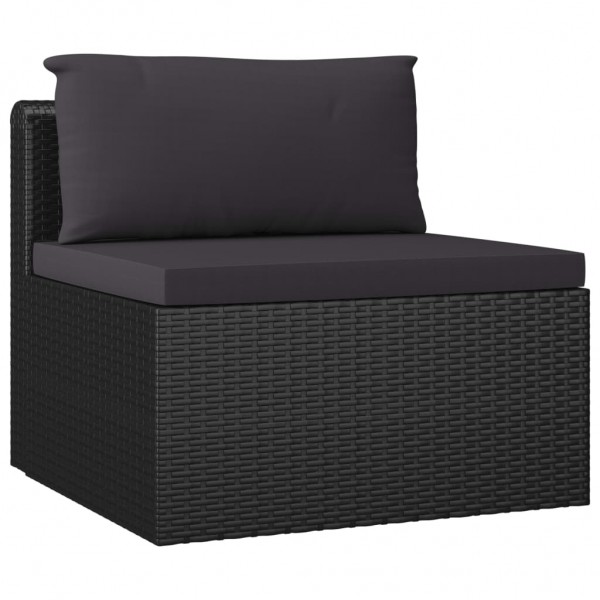 9 pcs conjunto lounge de jardim c/ almofadões vime PE preto M 5