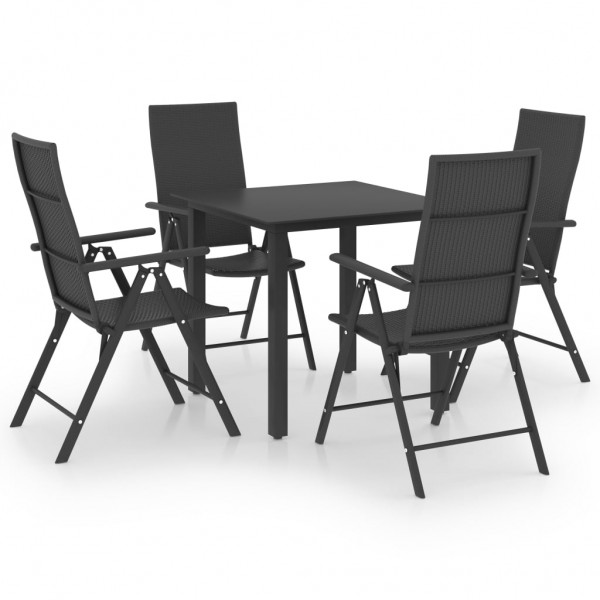 Juego de comedor para jardín 5 piezas negro D