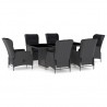 Set comedor jardín 7 pzas cojines ratán sintético gris oscuro 1