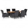 Set comedor jardín 7 pzas cojines ratán sintético gris oscuro 1