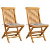 Cadeiras de jardim c/ almofadões xadrez cinzento 2 pcs teca 1