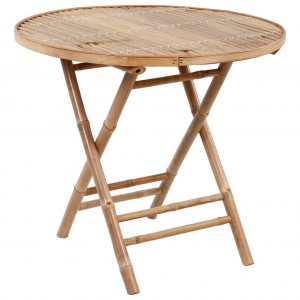 Juego de comedor de jardín plegable 5 piezas bambú con cojines H