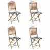 5 pcs conj. de jantar dobrável c/ almofadões p/ exterior bambu 4