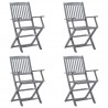 Cadeiras exterior dobráveis c/ almofadões 4 pcs acácia maciça 3