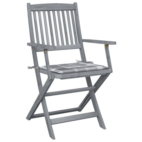 Cadeiras exterior dobráveis c/ almofadões 4 pcs acácia maciça M 3