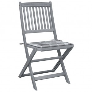 Sillas de jardín plegables 2 uds madera maciza acacia y cojines H