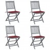 Cadeiras exterior dobráveis c/ almofadões 4 pcs acácia maciça 1