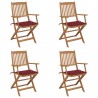 Sillas de jardín plegables 4 uds y cojines madera maciza acacia 1
