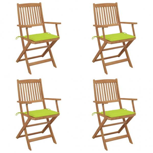 Sillas de jardín plegables 4 uds y cojines madera maciza acacia D