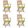 Sillas de jardín plegables 4 uds y cojines madera maciza acacia 1