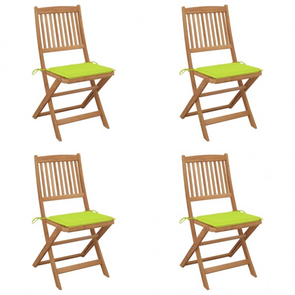 Sillas de jardín plegables 4 uds y cojines madera maciza acacia D