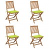 Cadeiras de jardim dobráveis c/ almofadões 4 pcs acácia maciça 1