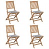 Cadeiras de jardim dobráveis c/ almofadões 4 pcs acácia maciça 1