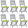 Cadeiras exterior dobráveis c/ almofadões 6 pcs acácia maciça 1